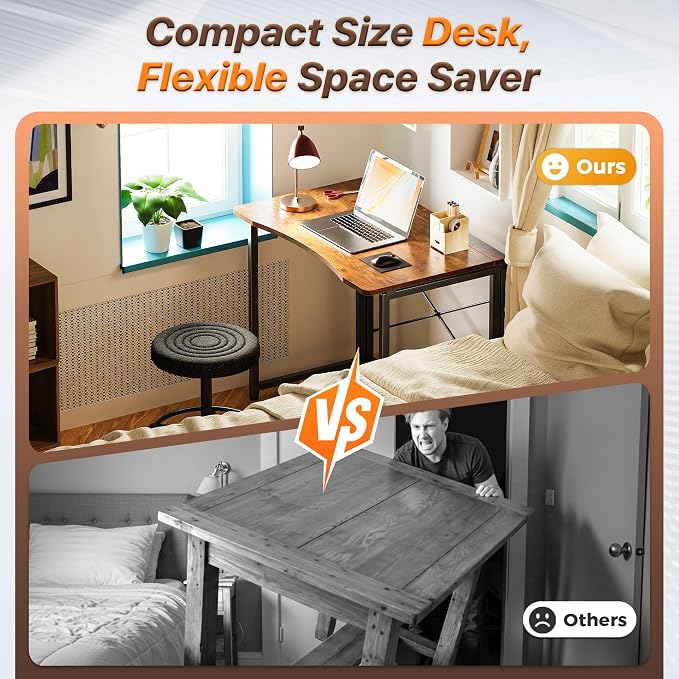 Folding Desk for Small Spaces, 31.5 Inch Foldable Computer Table