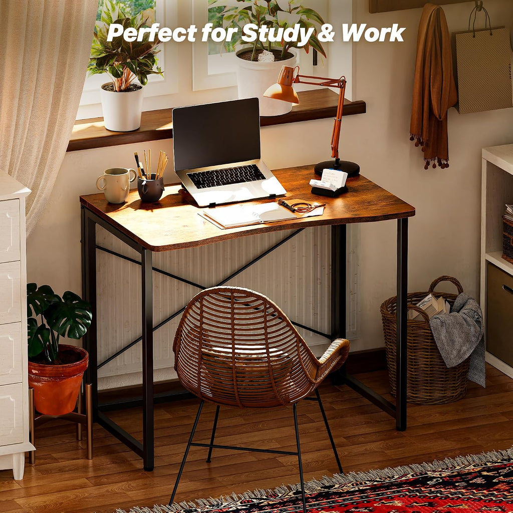 Folding Desk for Small Spaces, 31.5 Inch Foldable Computer Table