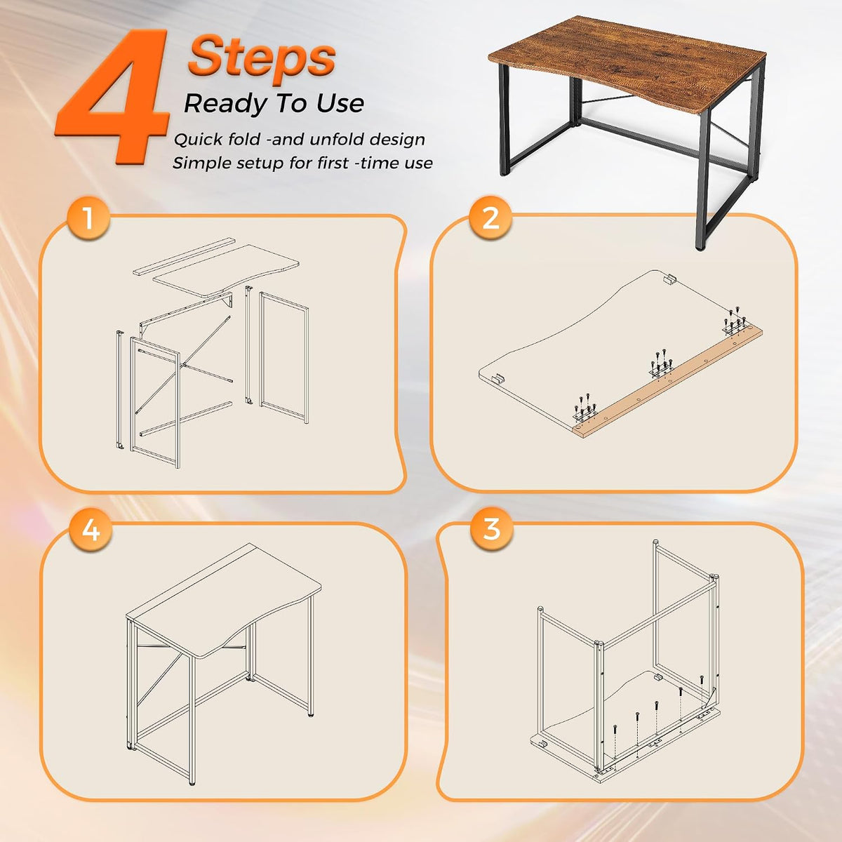 Folding Desk for Small Spaces, 31.5 Inch Foldable Computer Table
